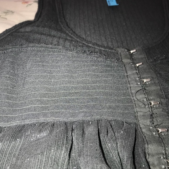 Free People GREY Peplum Tiered Shimmer Ruffle Top - Picture 5 of 8